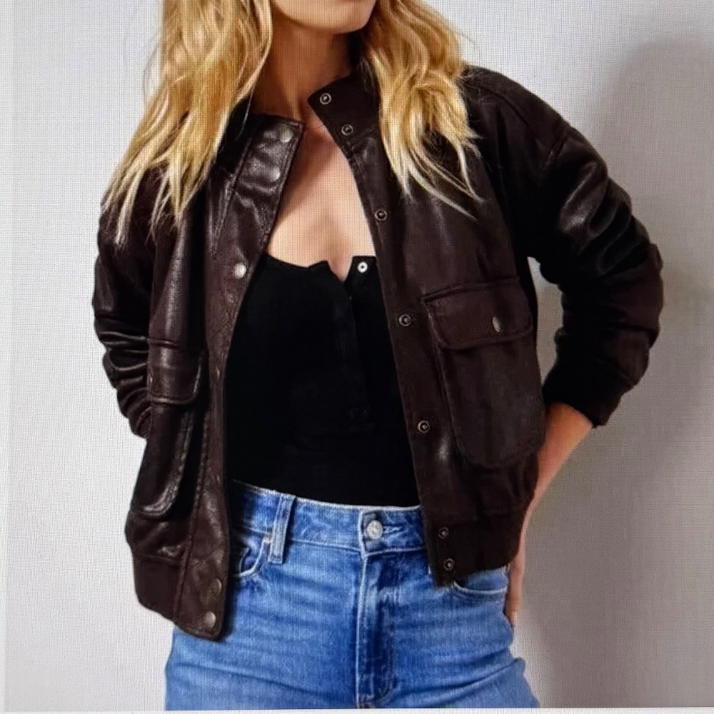 Evereve Chocolate Bomber Jacket